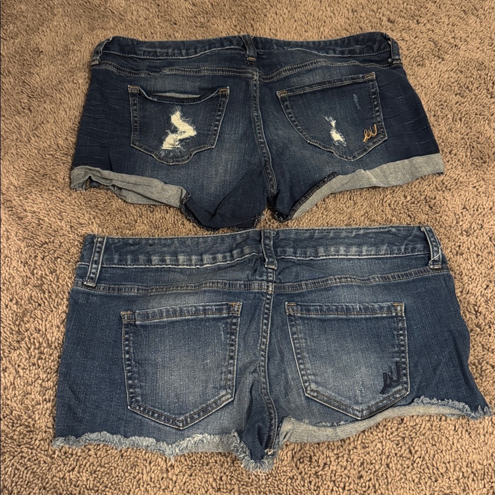 2 pairs of Express Distressed Jean Shorts - Dark Blue - Picture 2 of 4